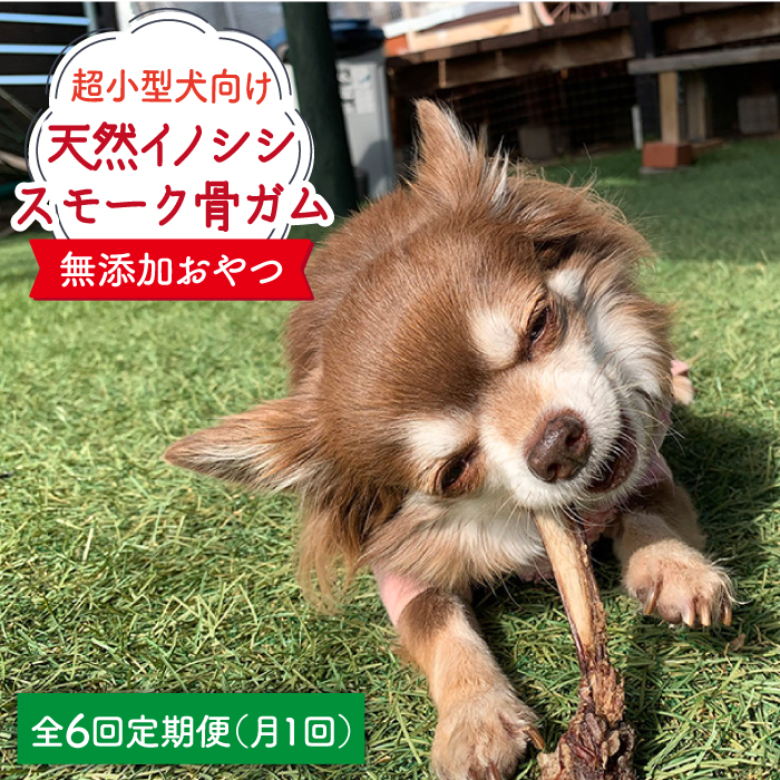 ＜6回定期便＞超小型犬向け☆天然いのししのスモーク骨ガム100g わんこin食堂/吉野ヶ里町 [FCG063]