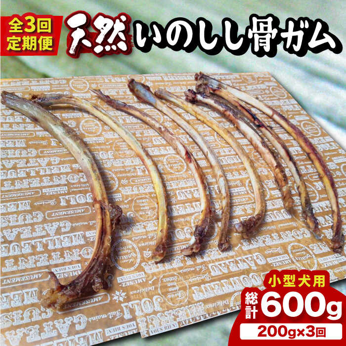 【全3回定期便】＜小型犬用＞スモーキーな香りが食欲をそそる！天然いのしし骨ガム200g 総計600g（肋骨） 吉野ヶ里町/まちづくり会株式会社 [FBK048]