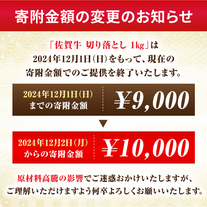 艶さし！ 佐賀牛 切り落とし 肩orバラ 計 1kg （ 500g ×2）  吉野ヶ里町 [FDB007]