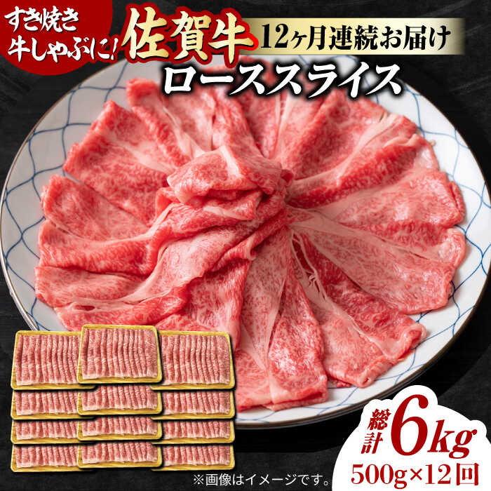 【12回定期便】 艶さし！ 佐賀牛 ローススライス 6kg （500g×12回） 吉野ヶ里町 [FDB032]