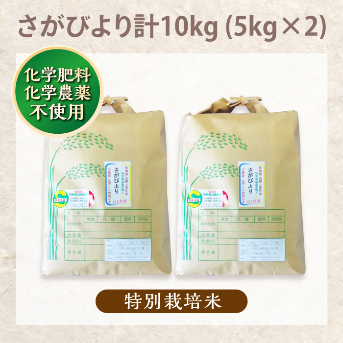 佐賀県産 特別栽培米Aランク <白米>さがびより 10kg(5kg×2) 吉野ヶ里町/種まきの会[FBO010]