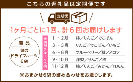 【6袋×6回定期便】犬の無添加おやつ☆お砂糖不使用 旬のドライフルーツ定期便（ペットフード） [FCG009]