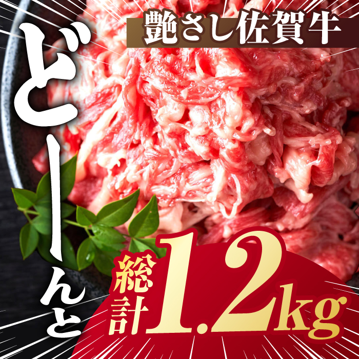 【不揃い訳あり・部位おまかせ】佐賀牛 切り落とし 肩orバラ 600g×2 計1.2kg 吉野ヶ里町 [FDB001]