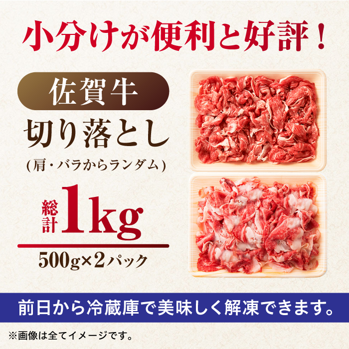 艶さし！ 佐賀牛 切り落とし 肩orバラ 計 1kg （ 500g ×2）  吉野ヶ里町 [FDB007]