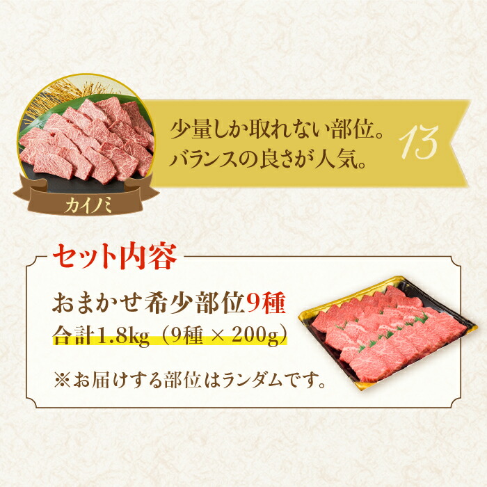 【たっぷり大容量】佐賀牛希少部位おまかせ9種堪能セット1,800g（9種×200g）【ミートフーズ華松】 [FAY042]