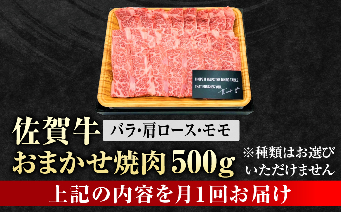 6回定期便】 艶さし！ 佐賀牛 焼肉用 計3kg （500g×6回） ※バラ・肩