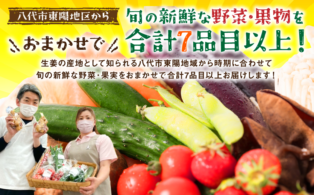 八代市産 旬の農産物詰合せ 復興 福袋 7品以上 野菜 果物 東陽地区