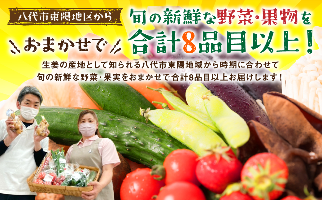 八代市産 旬の農産物詰合せ 復興 福袋 8品以上 野菜 果物 東陽地区