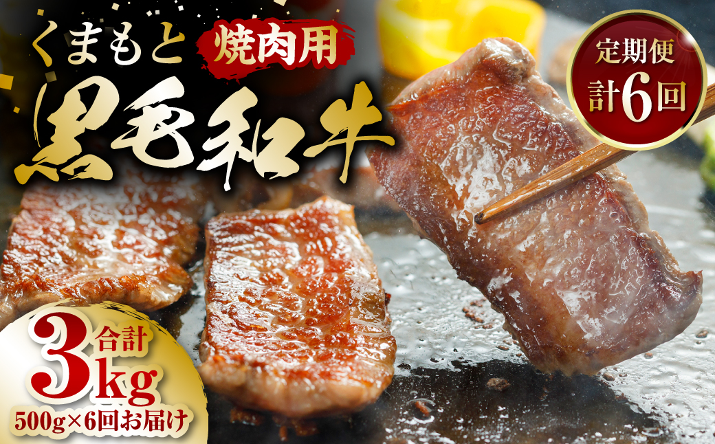 【定期便6回】くまもと黒毛和牛 焼肉用 500g ×6回 牛肉 やきにく