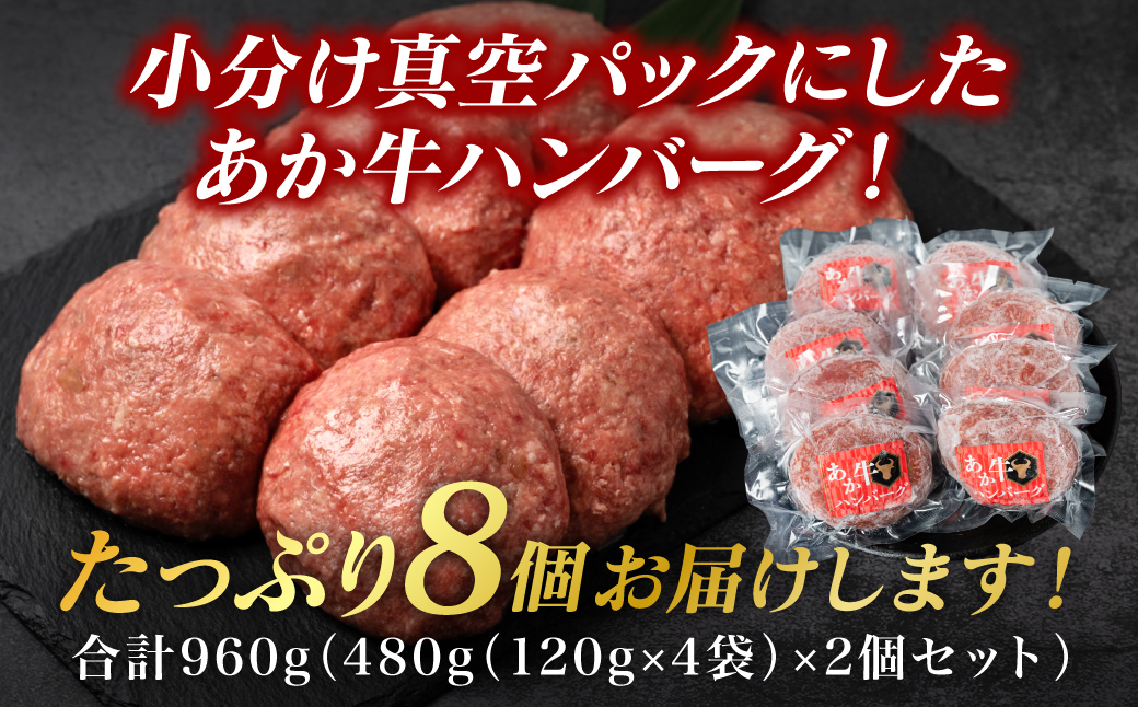 熊本県産 あか牛ハンバーグ 960g (120g×8個)