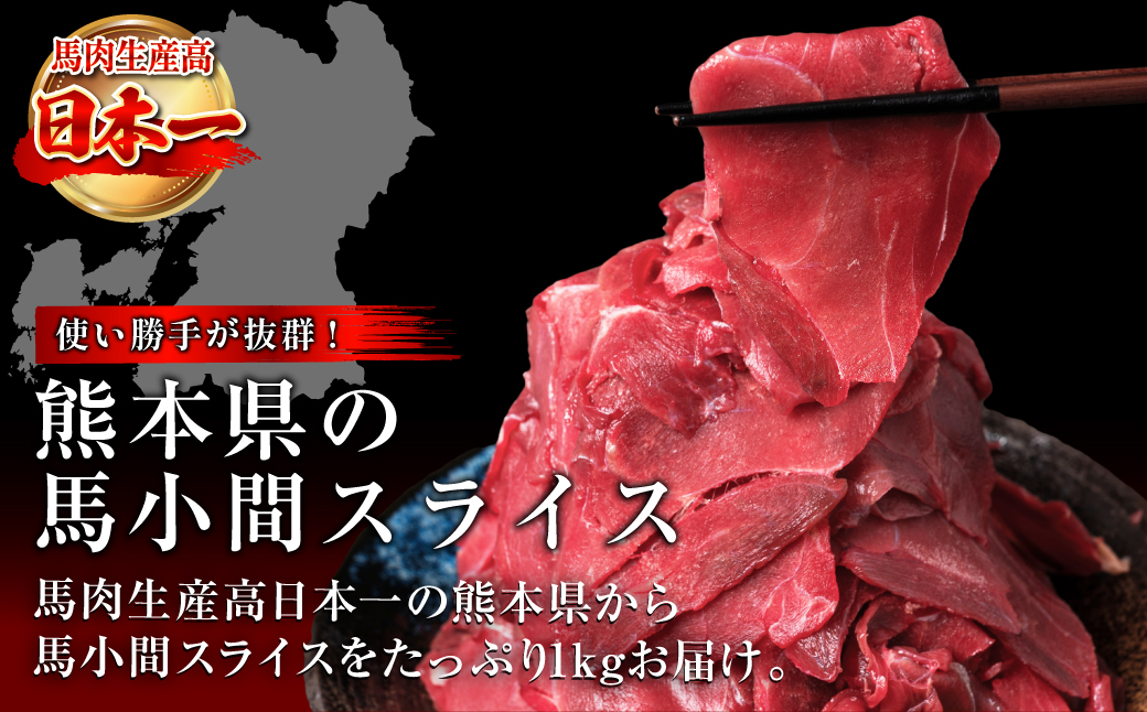 馬小間スライス 1kg (500g×2) ジビエ 馬肉 赤身 低カロリー 高タンパク