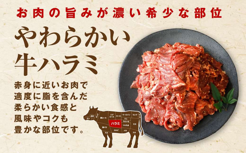 【訳あり】タレ漬け 牛ハラミ 1.5kg（300g x 5p） 醤油ベース 焼肉用