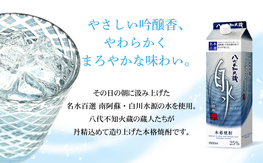 八代不知火蔵 こめ 焼酎 白水 1.8Lパック×2本 セット 焼酎 お酒