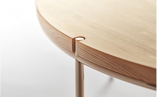 【FIL】ラウンドテーブル MASS Series 900 Round Table -Natural Wood & Copper Frame-