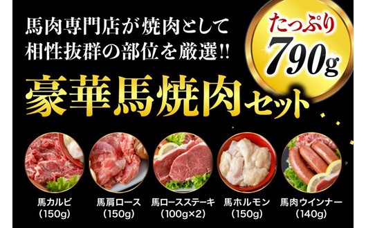 【熊本肥育】馬肉専門店の馬焼肉 5種セット 790g