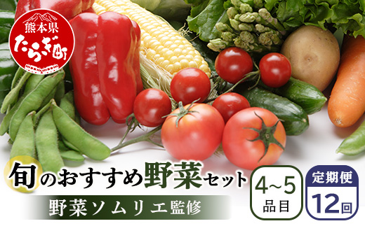 【定期便 12回】野菜ソムリエ 監修 旬の おすすめ 野菜 セット ４〜5品 (1〜2名様向け) 12回配送 数量限定 新鮮 野菜 セット 詰め合わせ 詰合せ 定期便 1年 産地 直送 国産 旬 野菜 ひとりぐらし 一人 暮らし 夫婦 二人 024-0804