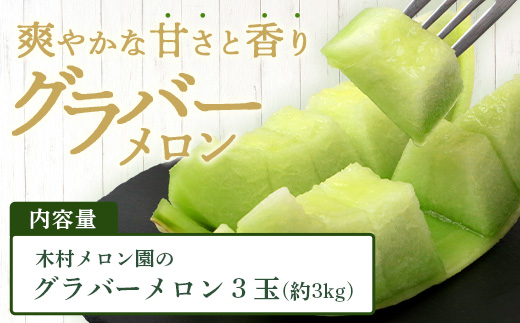 【 2025年4月中旬～発送開始 】 先行予約 グラバーメロン 3玉 【 熊本県 多良木町産 上品な味 高糖度 甘い メロン ぐらばー めろん 熊本メロン 】 013-0557