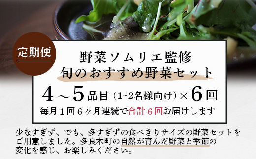 【定期便 6回】野菜ソムリエ 監修 旬の おすすめ 野菜 セット ４〜5品 (1〜2名様向け) 6回配送 数量限定 新鮮 野菜 セット 詰め合わせ 詰合せ 定期便 産地 直送 国産 季節の野菜 ひとり 暮らし 夫婦 二人 024-0803