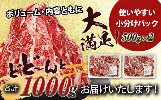 熊本あか牛 切り落とし 計1Kg (500g×2) 国産 牛肉 冷凍 熊本 熊本県産 あか牛 赤牛 切り落とし 041-0136