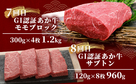 【定期便 12回】≪GI認証≫くまもと あか牛 12種 食べ比べ【家族で ご褒美 定期便】ステーキ シャトーブリアン サーロイン ランプ ミスジ リブ ロース 12回配送 ステーキ 和牛 あか牛 牛肉 赤身 肉 和牛 046-0678