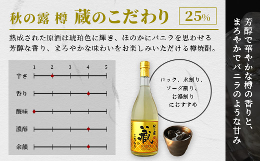 球磨焼酎 【 秋の露 蔵のこだわり 】 720ml 酒 お酒 焼酎 米焼酎 球磨 球磨焼酎 本格焼酎 お酒 米 瓶 ストック 家飲み 宅飲み 063-0686