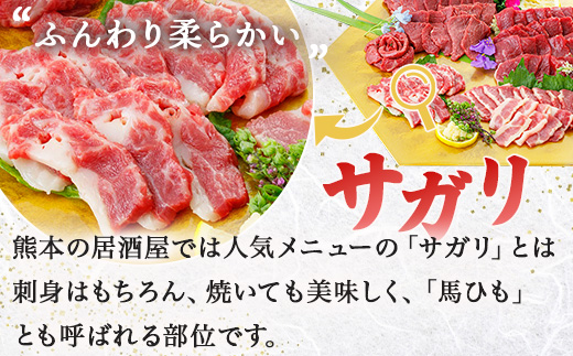 3種の馬刺し 300ｇ【赤身・フタエゴ・サガリ各100g】 馬刺し 冷凍 馬肉 定番 熊本県 多良木町 ばさし 肉 赤身 030-0698