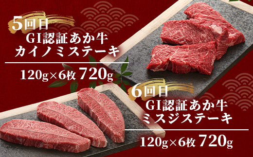 【定期便 12回】≪GI認証≫くまもと あか牛 12種 食べ比べ【家族で ご褒美 定期便】ステーキ シャトーブリアン サーロイン ランプ ミスジ リブ ロース 12回配送 ステーキ 和牛 あか牛 牛肉 赤身 肉 和牛 046-0678