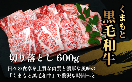 【訳あり】くまもと 黒毛和牛 焼肉 切り落とし 【600g】  本場 熊本県 黒毛 和牛 ブランド 牛 肉 焼き肉 やきにく 上質 くまもと 訳アリ 113-0504