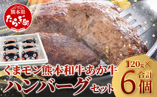 熊本県産 あか牛 100％ ハンバーグ 120g×6個  くまモン パッケージ【 牛肉 くまモン ハンバーグ あか牛 牛肉 肉 熊本産 国産牛 和牛 うま味 はんばーぐ 熊本県 】046-0639