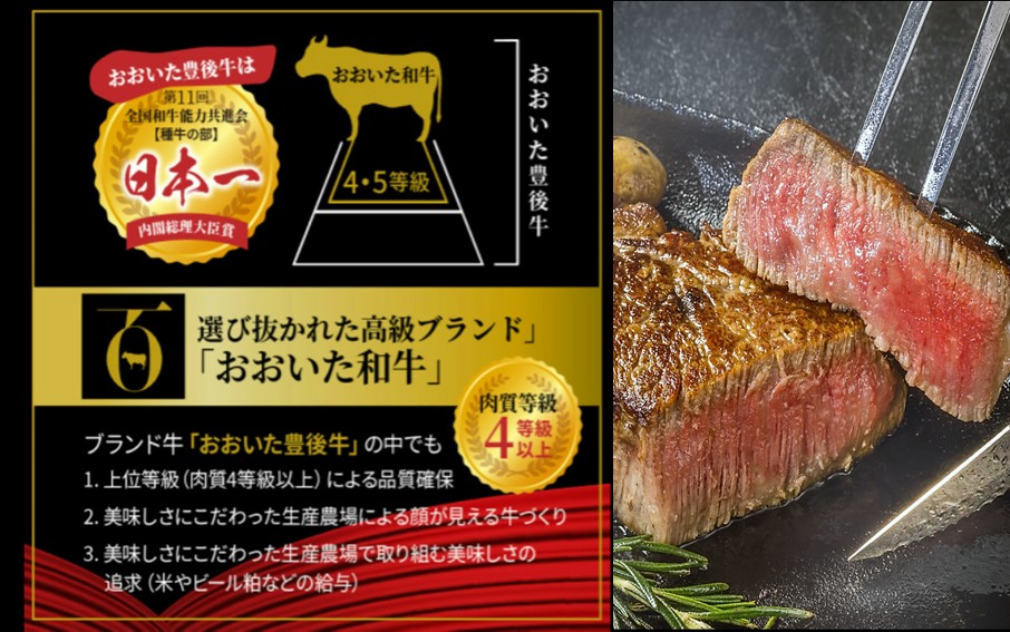 シェフ厳選！ おおいた和牛シャトーブリアンステーキ 150g×2枚_2202R