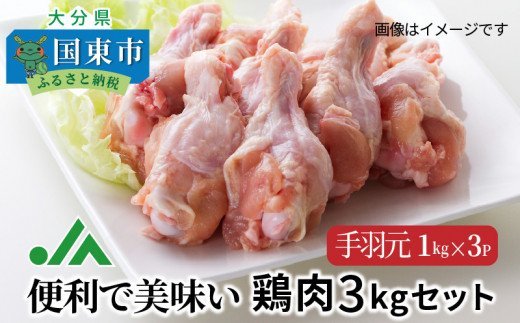 【9月30日で受付終了】便利で美味い鶏肉3kgセット/手羽元1kg×3P_1117R