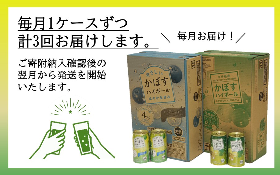 飲み比べ！かぼすハイボールとやさしいかぼすハイボール定期便/計3回発送_2386R