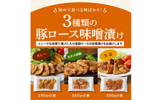 大分県産豚と味噌を使用 豚ロースの味噌漬け3種セット計5パック_2096R