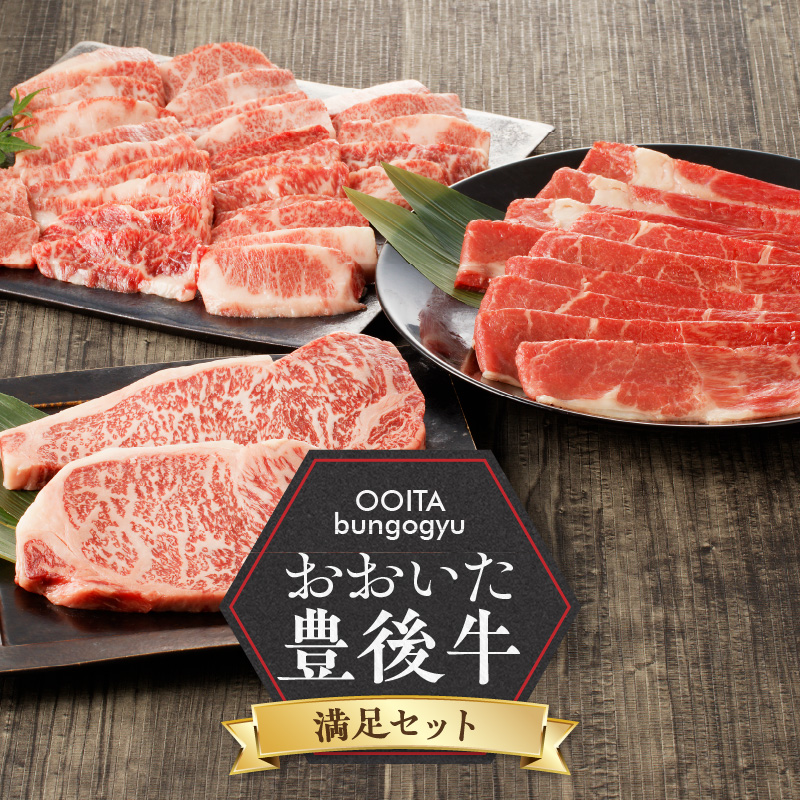 【豊後牛／満足セット】 カルビ焼肉用 ＆ 赤身すき焼き用 & 霜降りサーロインステーキ_2187R