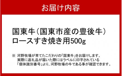 国東牛（国東市産の豊後牛）ロースすき焼き用500g_2209R