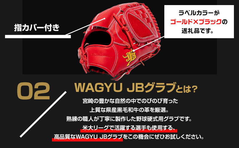 宮崎県産牛革使用 WAGYU JB 硬式用 グラブ 投手用 JB-001T(パワーオレンジ/右投げ用)_M147-009_01