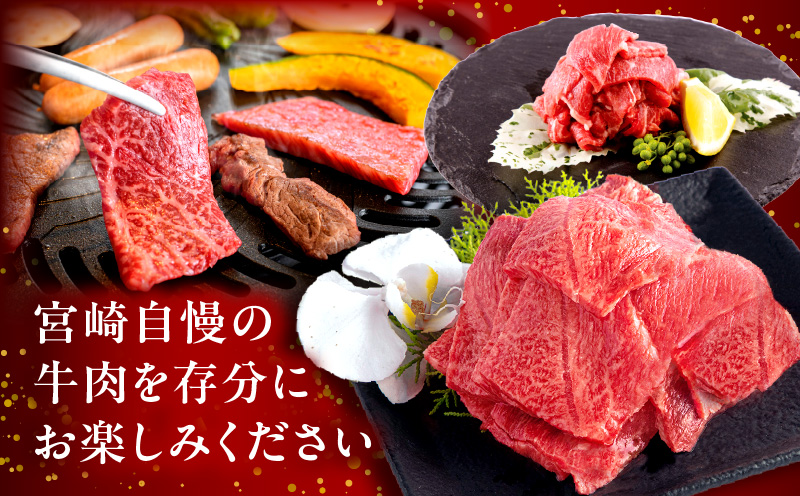 【期間限定】宮崎牛ウデ焼肉500g×2 宮崎県産黒毛和牛小間切れ100g×2 合計1.2kg_M132-022-01-UP