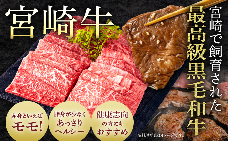 【期間限定】宮崎牛モモ焼肉500g×2 宮崎県産黒毛和牛こま切れ100g×2 合計1.2kg_M132-024-01-UP