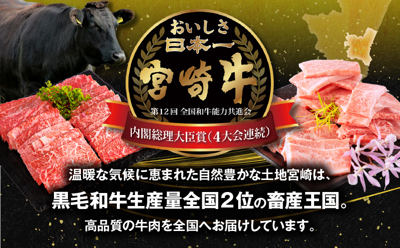 【期間限定】宮崎牛モモ焼肉500g×1 宮崎牛バラ焼肉500g×1 宮崎県産黒毛和牛小間切れ100g×2 合計1.2kg_M132-027-UP