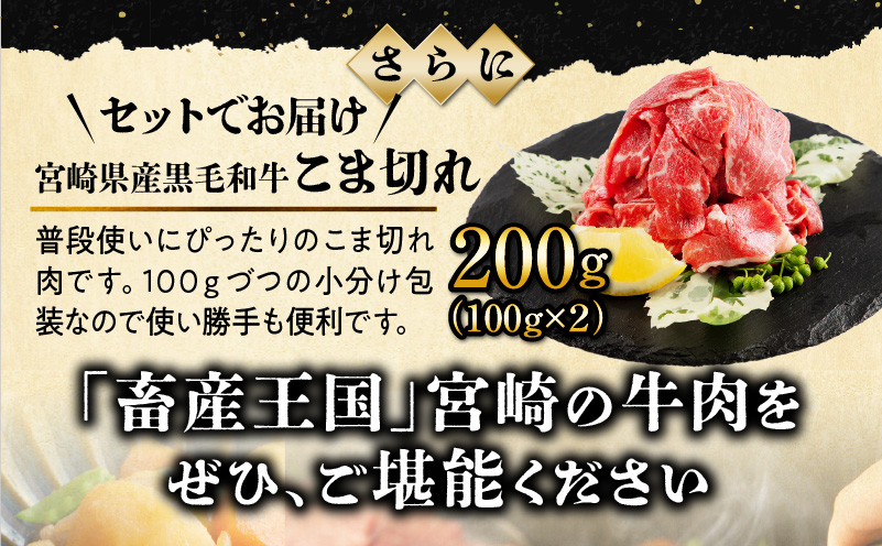 【期間限定】宮崎牛モモ焼肉500g×1 宮崎牛バラ焼肉500g×1 宮崎県産黒毛和牛小間切れ100g×2 合計1.2kg_M132-027-UP