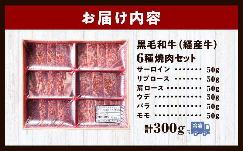 黒毛和牛（経産牛）6種焼肉セット300g_M132-077