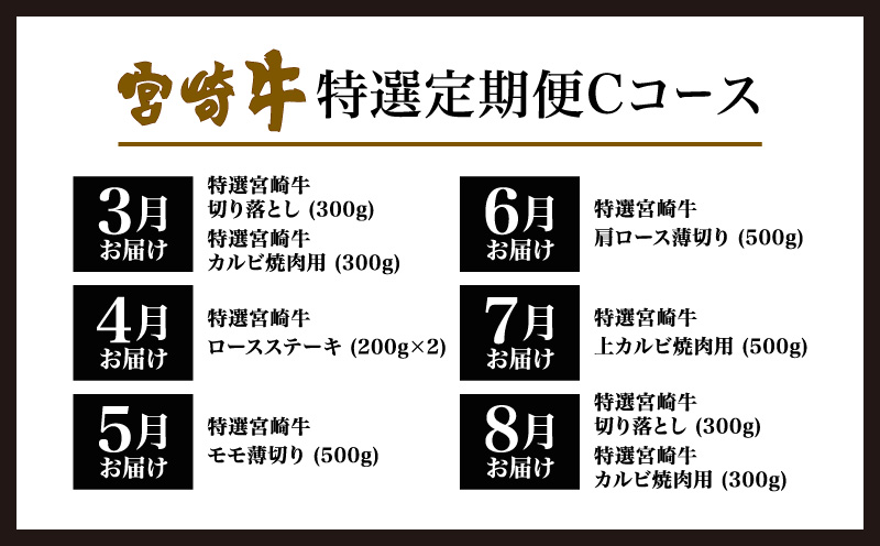 《期間・数量限定》 特選! 宮崎牛 定期便 Cコース 《2024年3月から毎月お届け!》 全12回_M153-T019