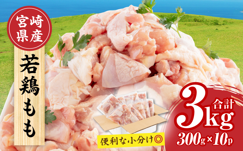 【2024年2月発送】宮崎県産 若鶏もも肉 300g×10P 計3kg_M241-001-feb