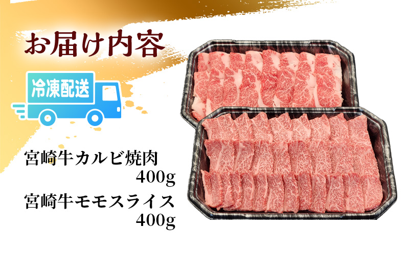 宮崎牛 カルビ焼肉・モモスライス セット 計800g_M243-001