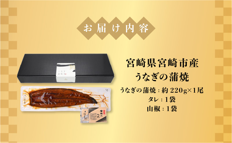 宮崎県宮崎市産　うなぎの蒲焼　約220g（約220g×1尾）タレ・山椒セット_M325-009