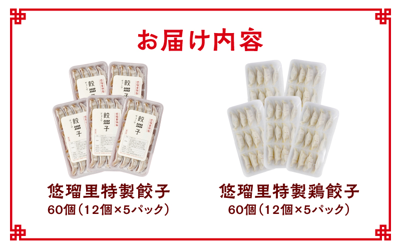悠瑠里特製餃子60個&鶏餃子60個 食べ比べセット_M293-006