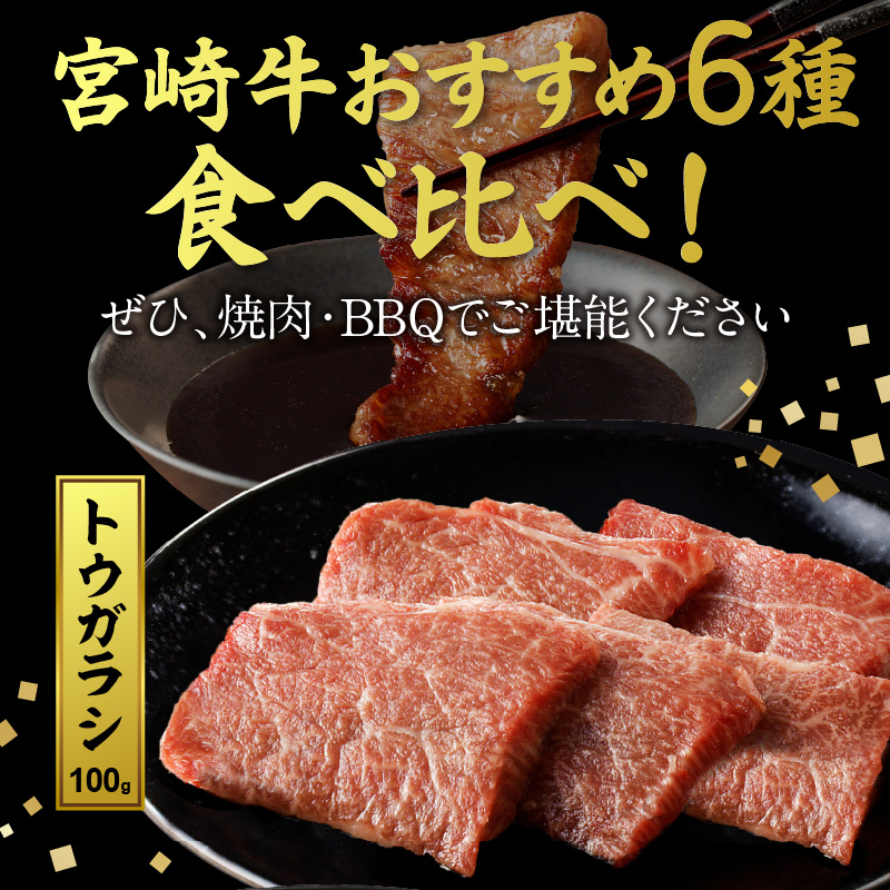 宮崎牛焼肉食べ比べ6種盛600g N0140-YZB237