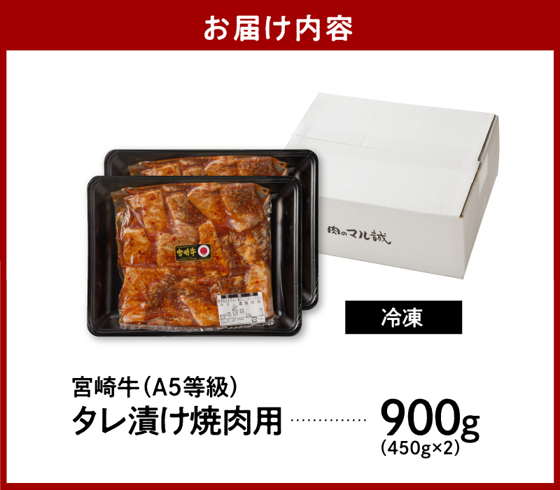 宮崎牛タレ漬け焼肉用　900g(450g×2)（A5等級）　B302