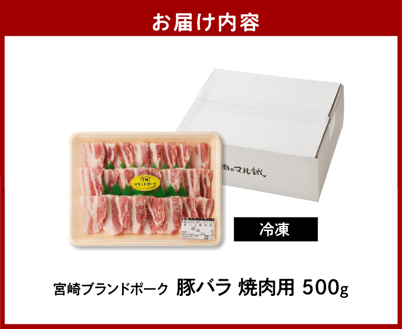 宮崎ブランドポーク 豚バラ 焼肉 500g　A0103