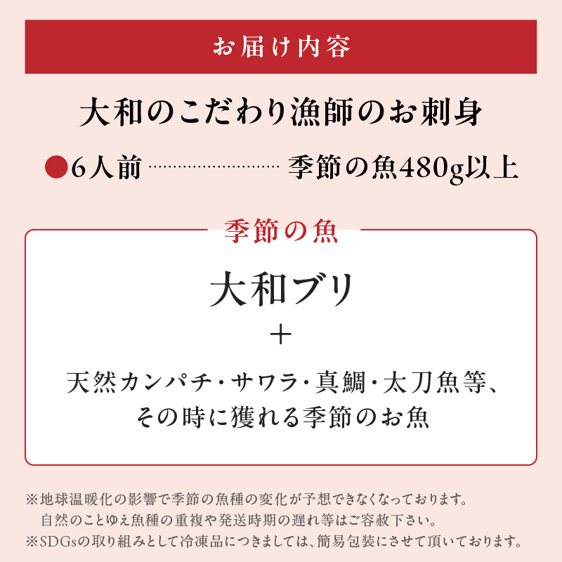 【単月お届け】大和のこだわり漁師のお刺身6人前 N072-YA3332_1